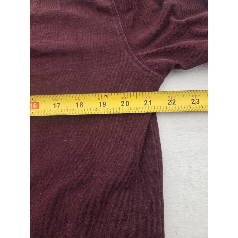Carhartt Henley T Shirt Adult M Loose Fit Pocket Maroon Mens Work Long Sleeve - Picture 7 of 8